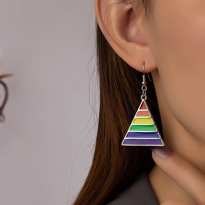 Wholesale Triangle Rainbow Alloy Earrings